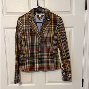 Tommy Hilfiger Women's Multicolor Plaid Blazer - Yellow, Brown & Black